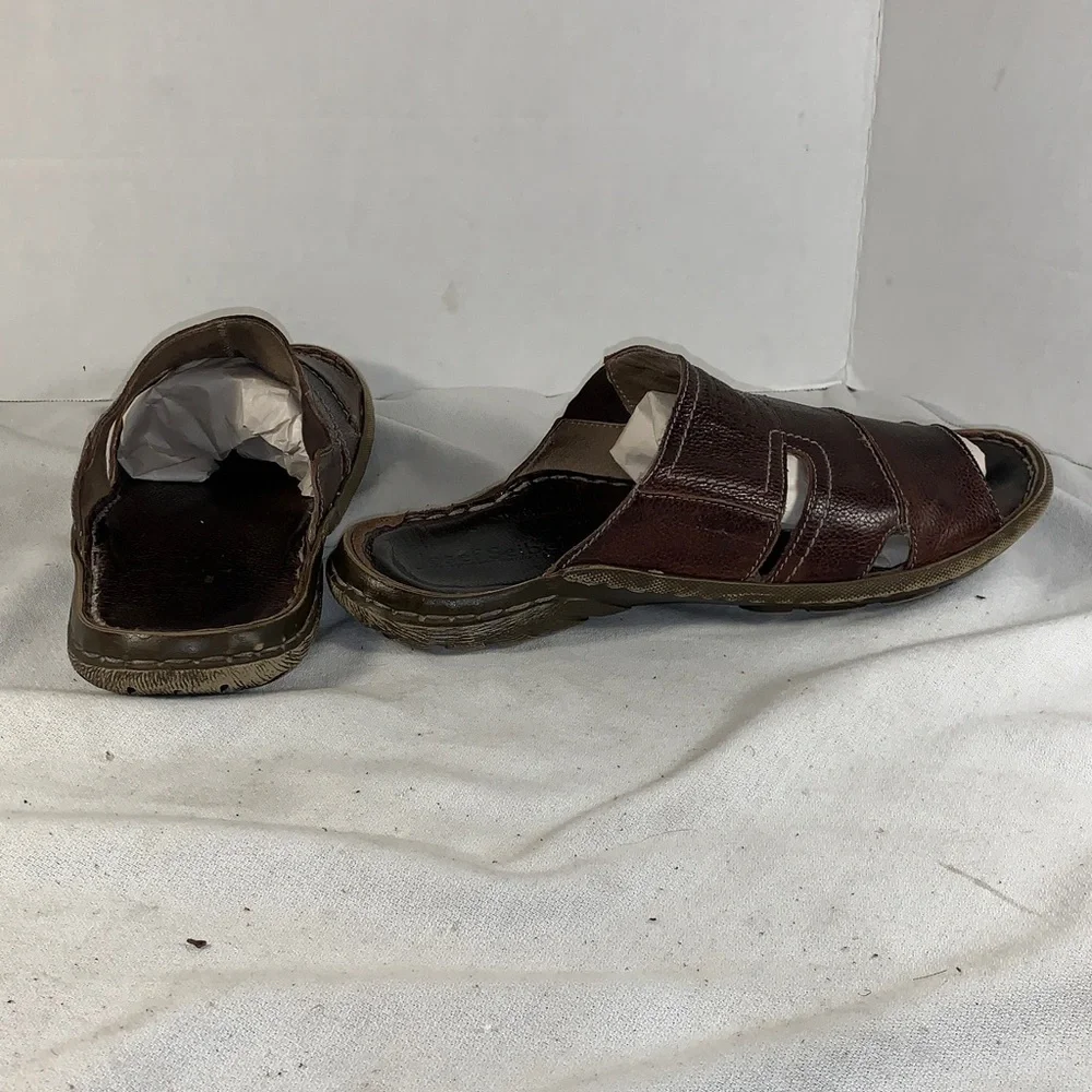 Josef Seibel Men's ‘Logan 21’ Dark Brown Leather Slide Sandals